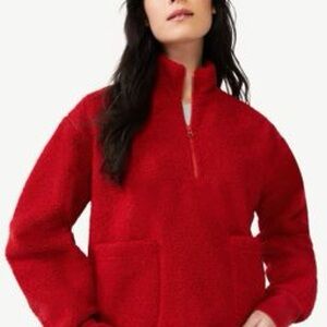 Free Assembly Red Teddy Half-Zip